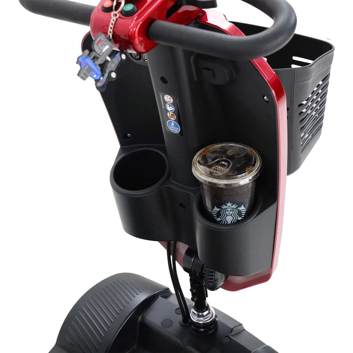 Red Outdoor Compact Metal Mobility Scooter With USB Charger - Omega Lifestyles