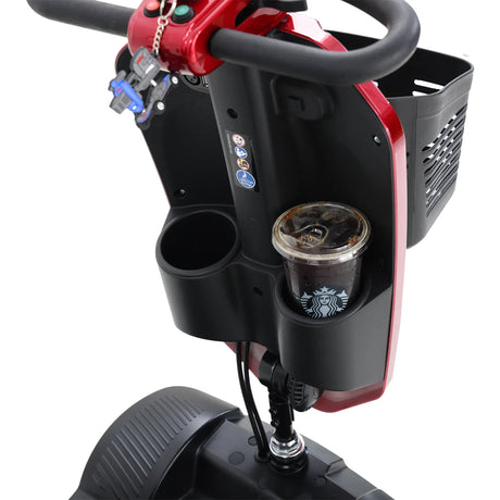 Red Outdoor Compact Metal Mobility Scooter With USB Charger - Omega Lifestyles