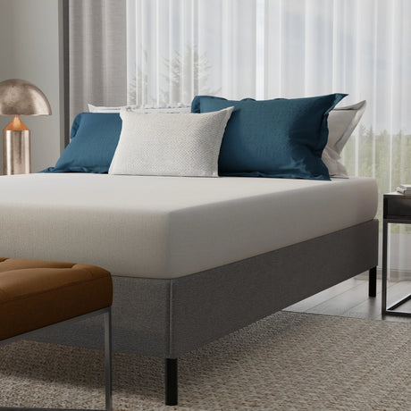 Twin XL Knock Down Grey Fabric Metal Mattress Foundation - Omega Lifestyles