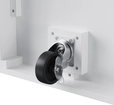 Rustic White Rubber Wood Rolling Kitchen Island Cart - Omega Lifestyles