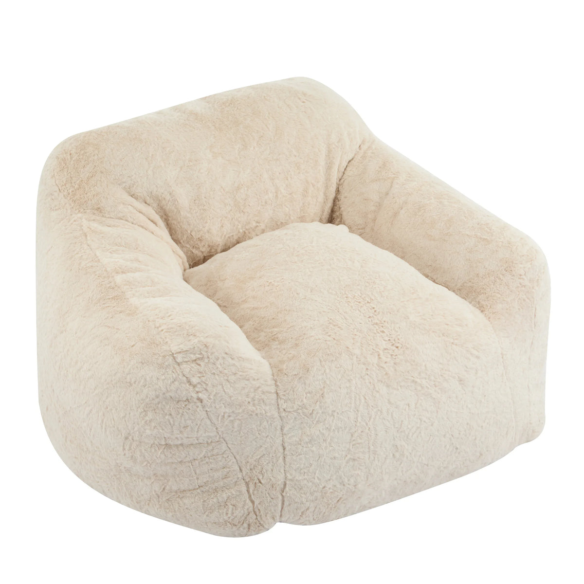 Soft Beige Faux-Fur Armchair Style Bean Bag Seating - Omega Lifestyles