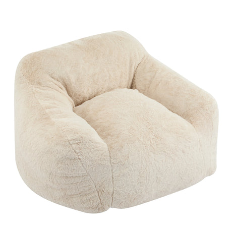 Soft Beige Faux-Fur Armchair Style Bean Bag Seating - Omega Lifestyles