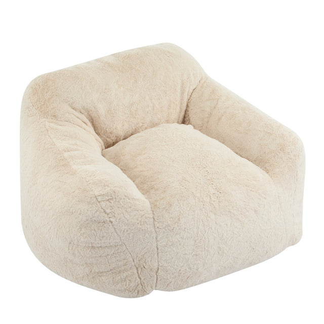 Soft Beige Faux-Fur Armchair Style Bean Bag Seating - Omega Lifestyles