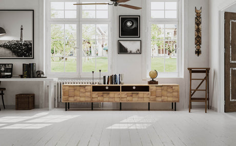Mid Century Modern TV Stand With Storage Drawers - Sleep Galleria