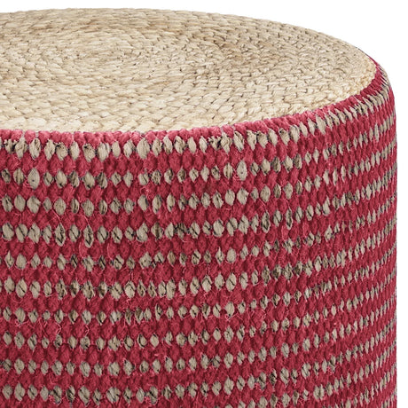Round Braided Jute Cotton Pouf Ottoman Seat - Omega Lifestyles