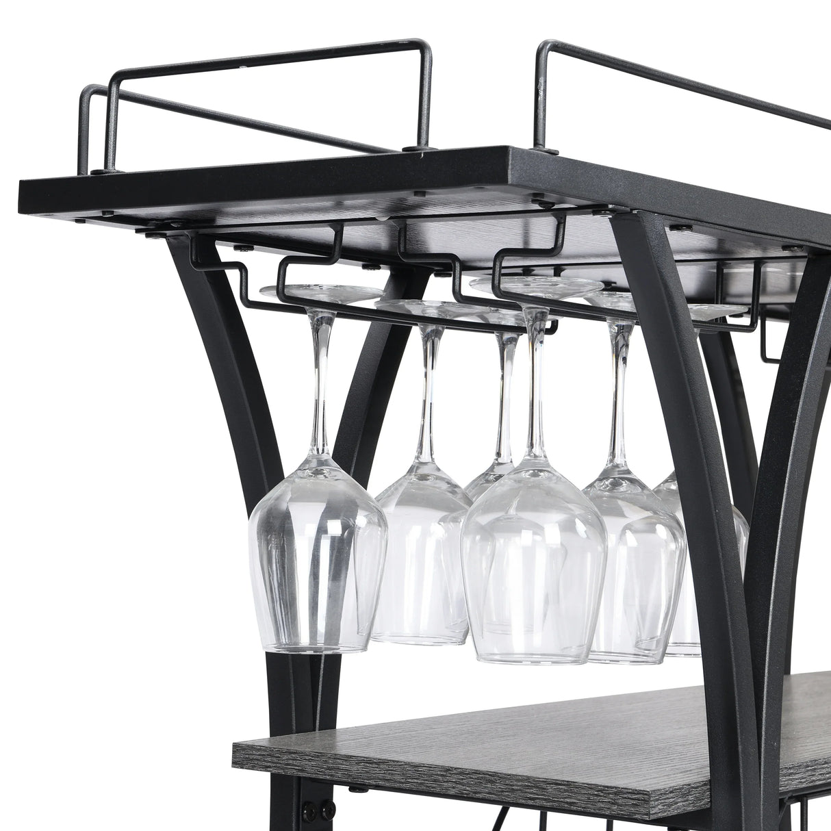 Industrial Style Mobile Iron 3-Tier Bar Cart With Casters - Omega Lifestyles