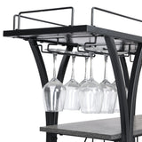 Industrial Style Mobile Iron 3-Tier Bar Cart With Casters - Omega Lifestyles