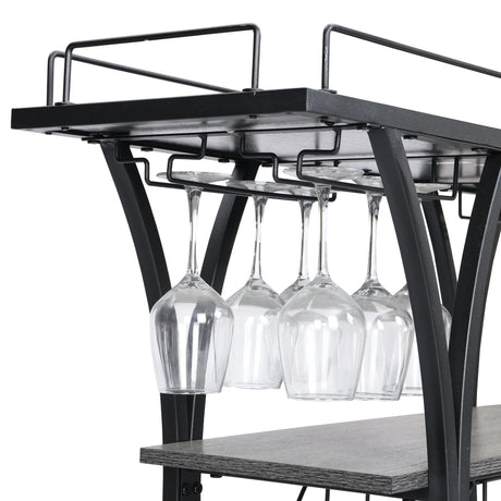 Industrial Style Mobile Iron 3-Tier Bar Cart With Casters - Omega Lifestyles