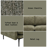 Green Chenille Compressed Cushion 2-Seat Sofa - Omega Lifestyles