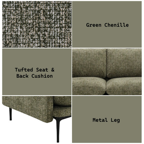 Green Chenille Compressed Cushion 2-Seat Sofa - Omega Lifestyles