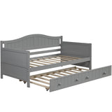 Twin Solid Wood Daybed With Trundle Gray - Omega Lifestyles