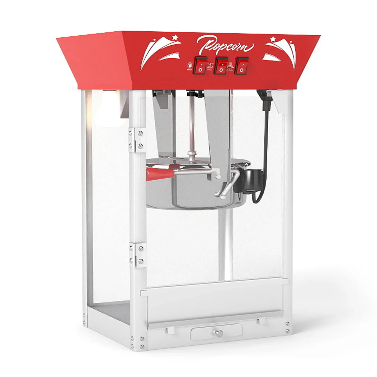 Commercial 12-Ounce Stainless Steel Popcorn Maker With Glass - Omega Lifestyles