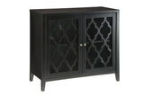 Black Synthetic Wood Console Cabinet With Glass Doors - Omega Lifestyles