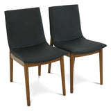 Set of 2 Vegan Leather Mid-Century Modern Dining Chairs - Omega Lifestyles