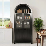 Modern Fluted Tall Arched Adjustable Shelf Pantry Cabinet - Omega Lifestyles