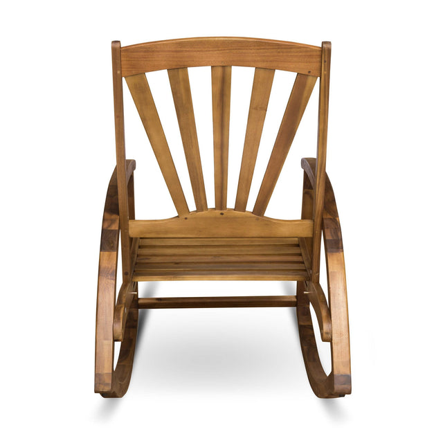 Outdoor Acacia Wood Rocking Chair With Retractable Footrest - Omega Lifestyles