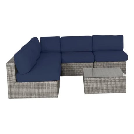 Outdoor Wicker Seating Set With Foam Cushions And Glass Table - Omega Lifestyles