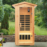 Far Infrared Old Fir Outdoor One-Person Sauna Room - Omega Lifestyles