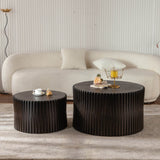 2-Piece Vintage Solid Wood Round Coffee Table Set - Sleep Galleria