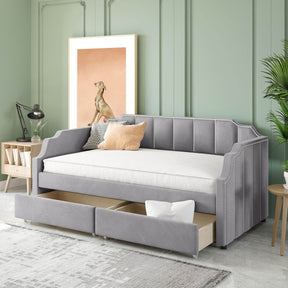 Twin Velvet Upholstered Daybed With Drawers - Omega Lifestyles