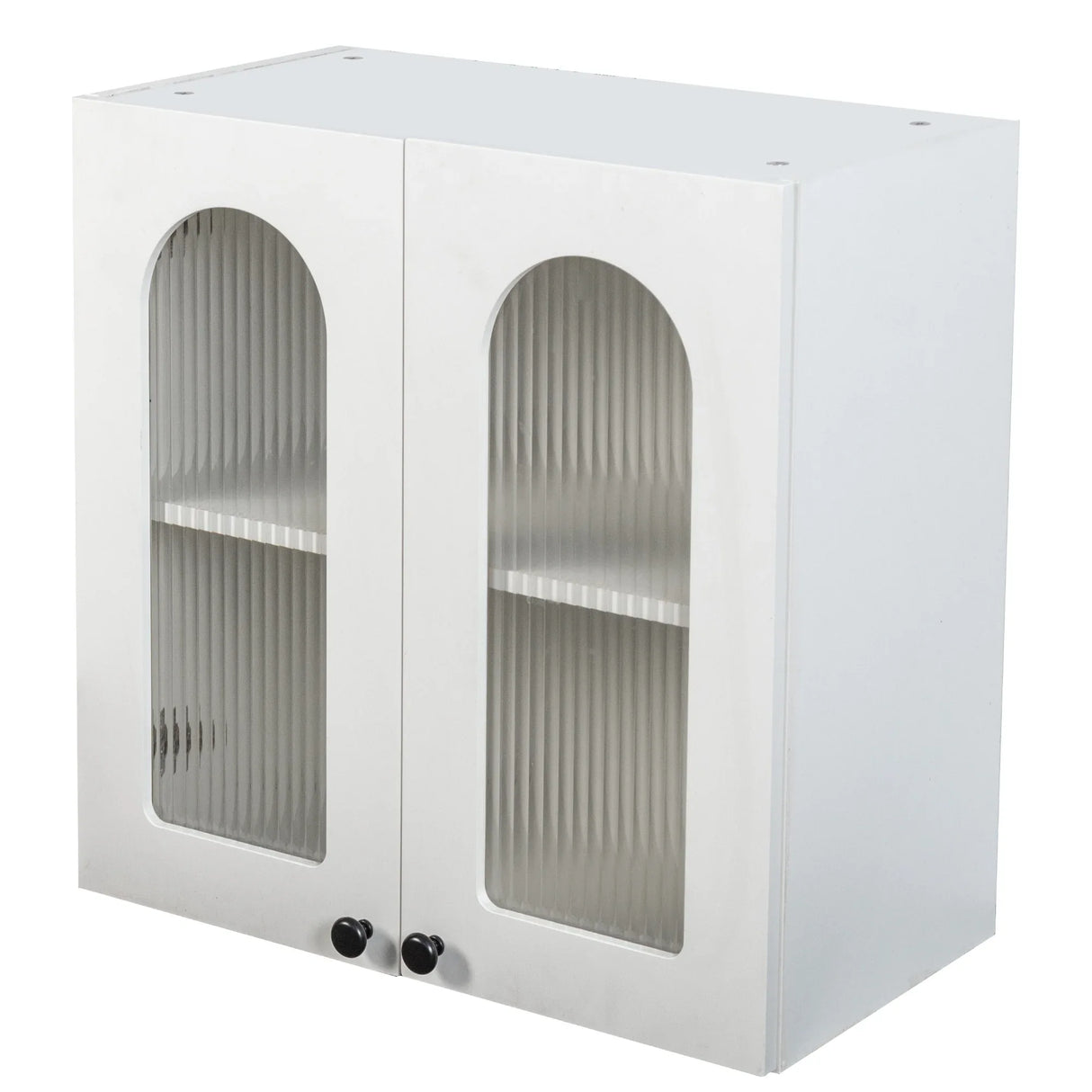 Arched Glass Door Floating Wall Cabinet With Shelves - Omega Lifestyles