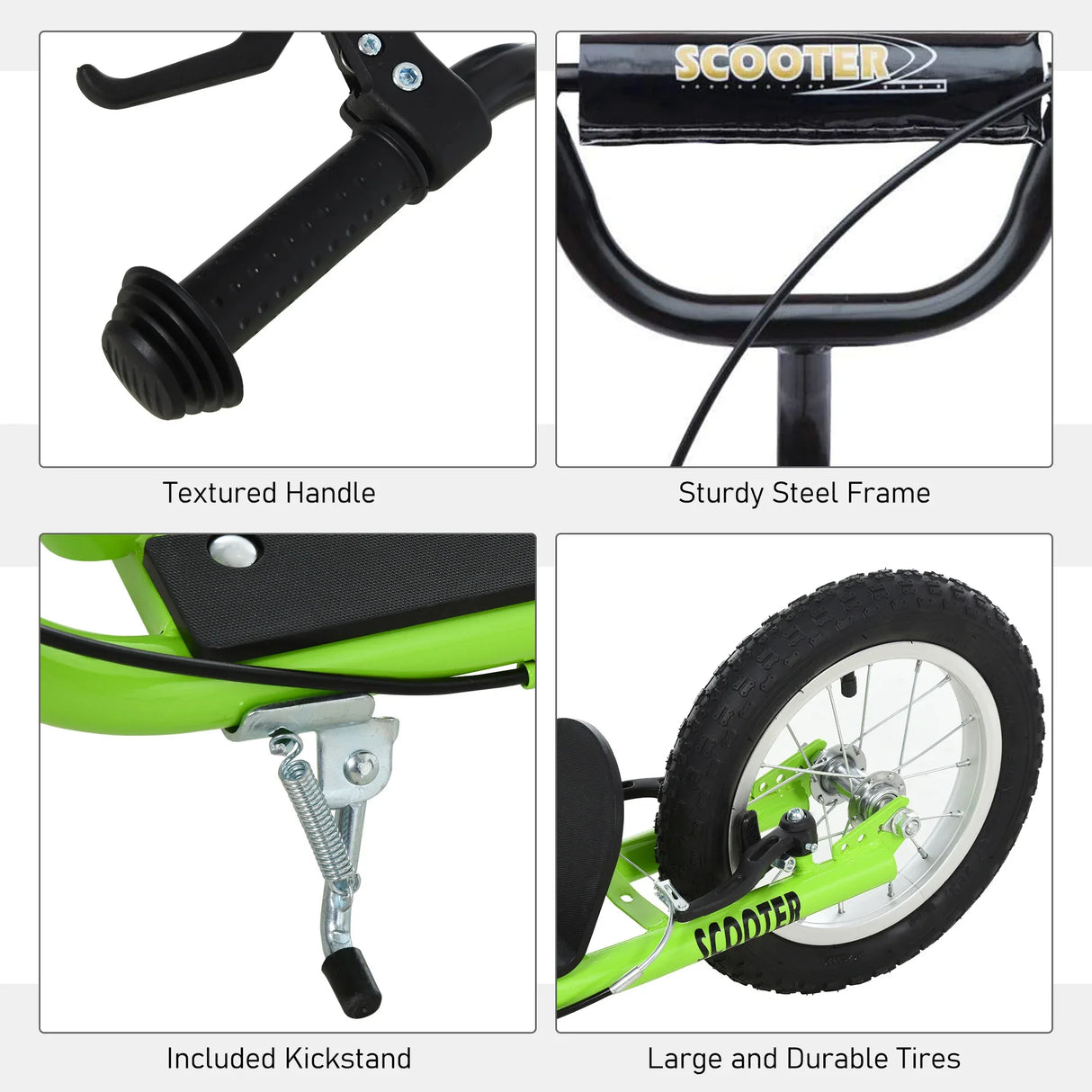 Youth Adjustable Handlebar Kick Scooter With Inflatable Tires - Omega Lifestyles