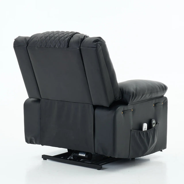 Medium-Firm Remote-Controlled Heating Massage Recliner PU Leather - Omega Lifestyles