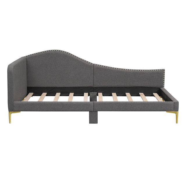 Twin Upholstered Linen Wood Frame Daybed With Armrest - Omega Lifestyles