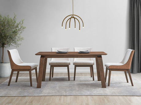 5-Piece Walnut Wood Dining Table And Side Chairs Set - Omega Lifestyles