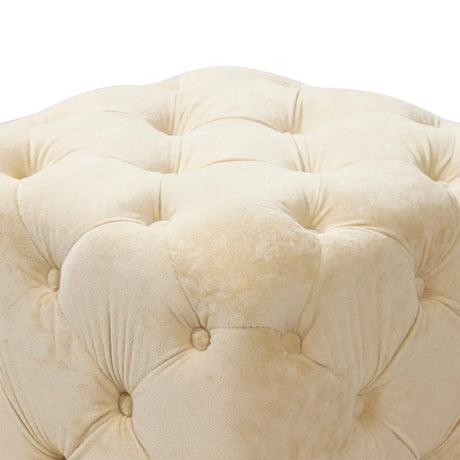 Beige Velvet Storage Ottoman With Concealed Compartment - Omega Lifestyles