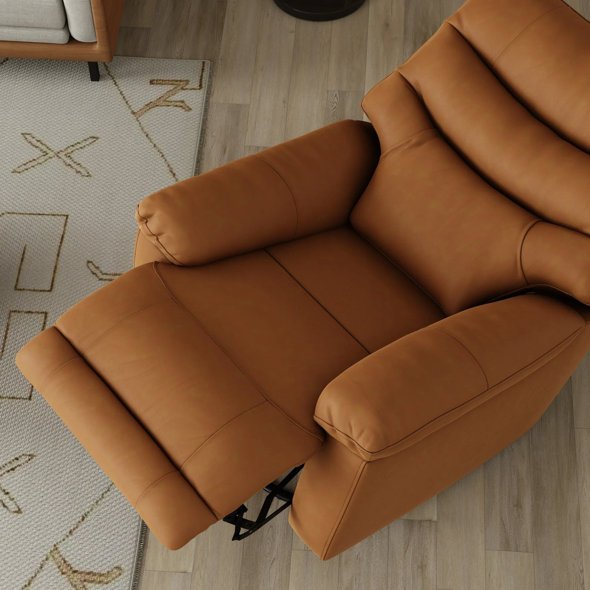Swivel Glider Recliner With Manual Footrest Brown Leather - Omega Lifestyles