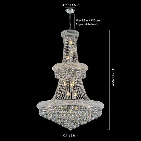 32-Inch French Empire Crystal Chandelier With 27 LED Lights - Omega Lifestyles