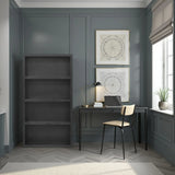 Radiance 60-Inch Black Wood Bookshelf With Shelves - Omega Lifestyles