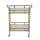 Antique Brass Aluminum Glass Two-Tier Bar Cart - Omega Lifestyles