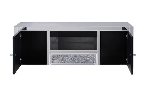 Mirrored Silver Faux Diamonds MDF TV Stand - Omega Lifestyles