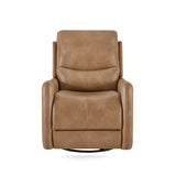 Brown Faux Leather Power Recliner Chair With Swivel And Recline - Omega Lifestyles