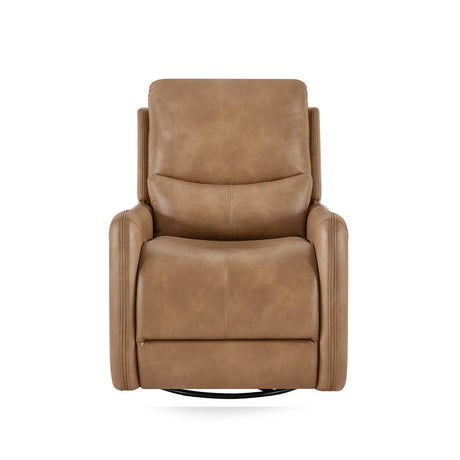 Brown Faux Leather Power Recliner Chair With Swivel And Recline - Omega Lifestyles