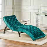 Elegant Teal Altay Velvet Tufted Curved Chaise Lounge - Omega Lifestyles