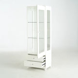 Modern Upholstered Glass Display Cabinet With Adjustable LED Light - Omega Lifestyles