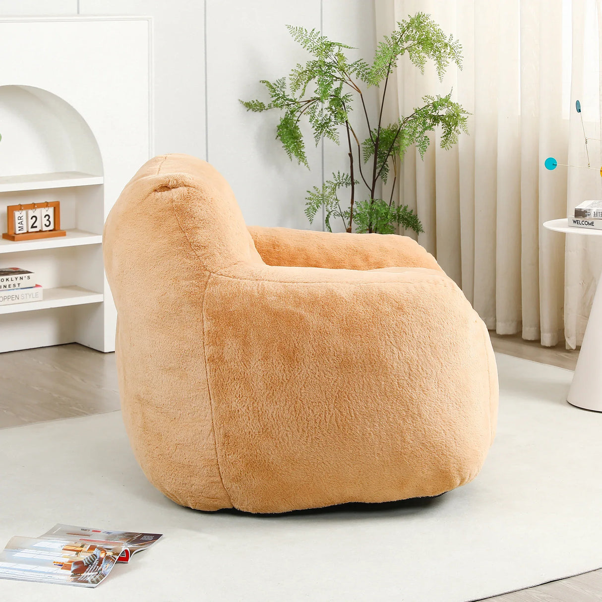 Large Faux Fur High Density Foam Beanbag Chair - Omega Lifestyles