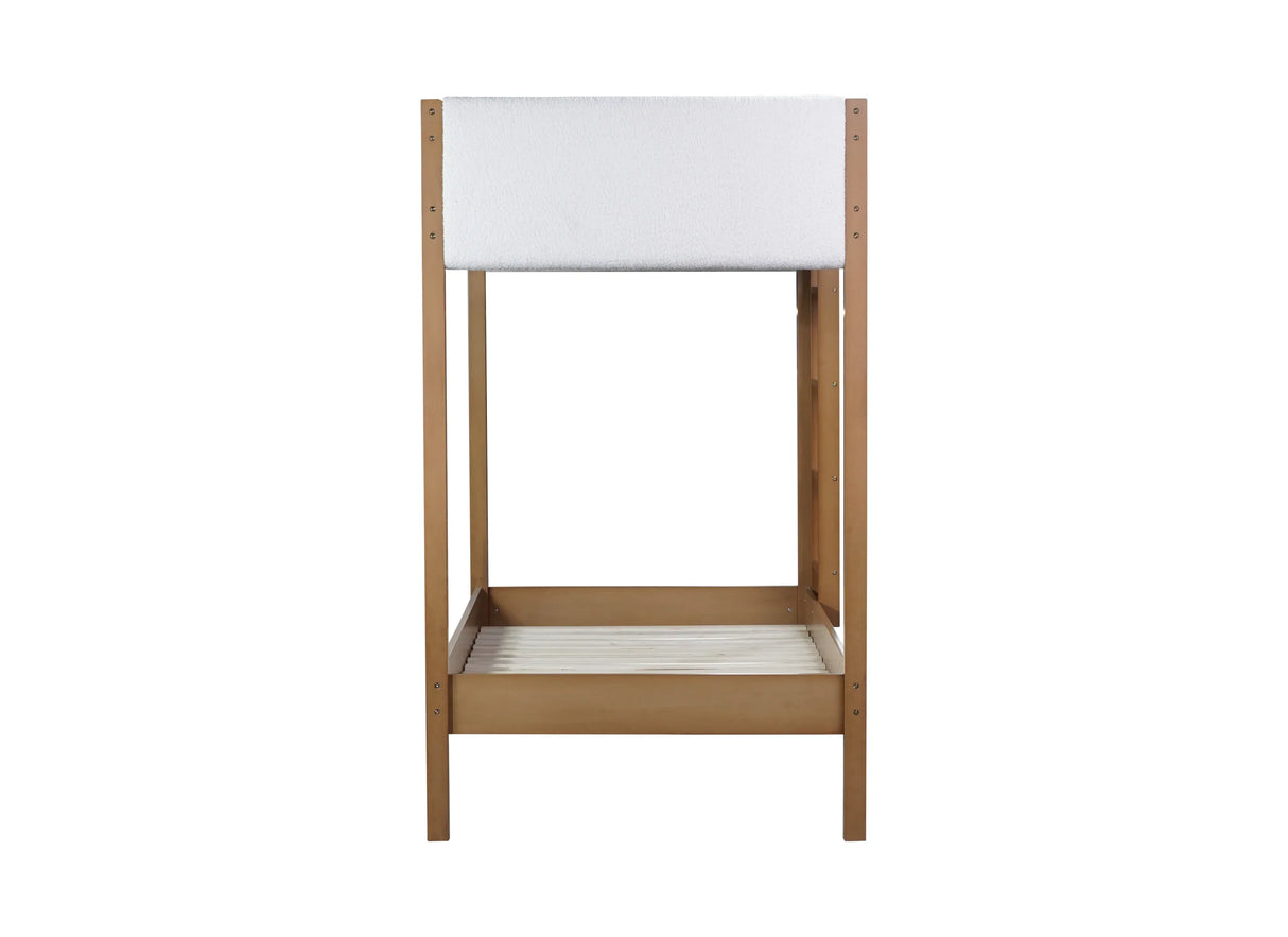 Twin Over Twin Rubber Wood Teddy Fleece Upholstered Bunk Bed - Omega Lifestyles