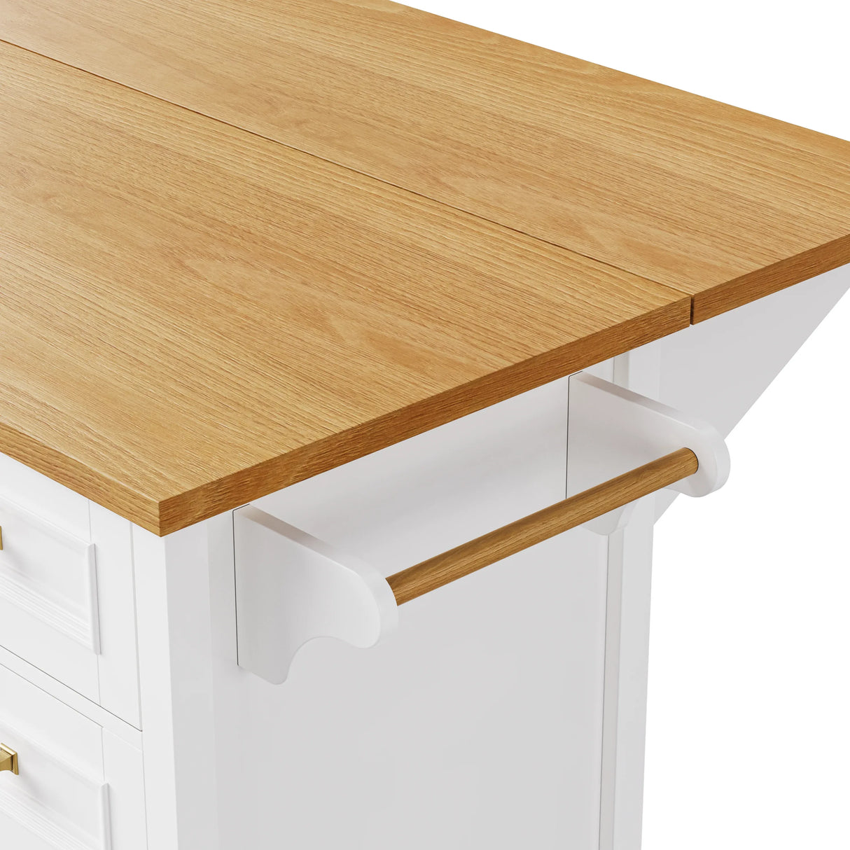 Classic Vintage Embossed White Kitchen Island On Wheels - Omega Lifestyles