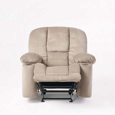 Manual Recliner Chair With Skin-Friendly Fabric And Cup Holders - Omega Lifestyles