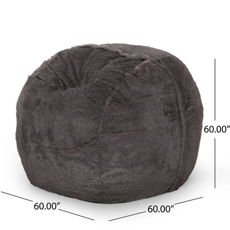 Modern Faux Fur Foam Filled 5-Foot Cozy Bean Bag - Omega Lifestyles
