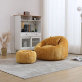 Chenille Memory Foam Pumpkin Shape Lounge Chair With Ottoman - Omega Lifestyles