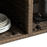 Outdoor Wicker Bar Cart With Glass Top And Wheels - Omega Lifestyles