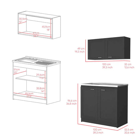 Black Particle Board Garage Cabinet Set - Omega Lifestyles