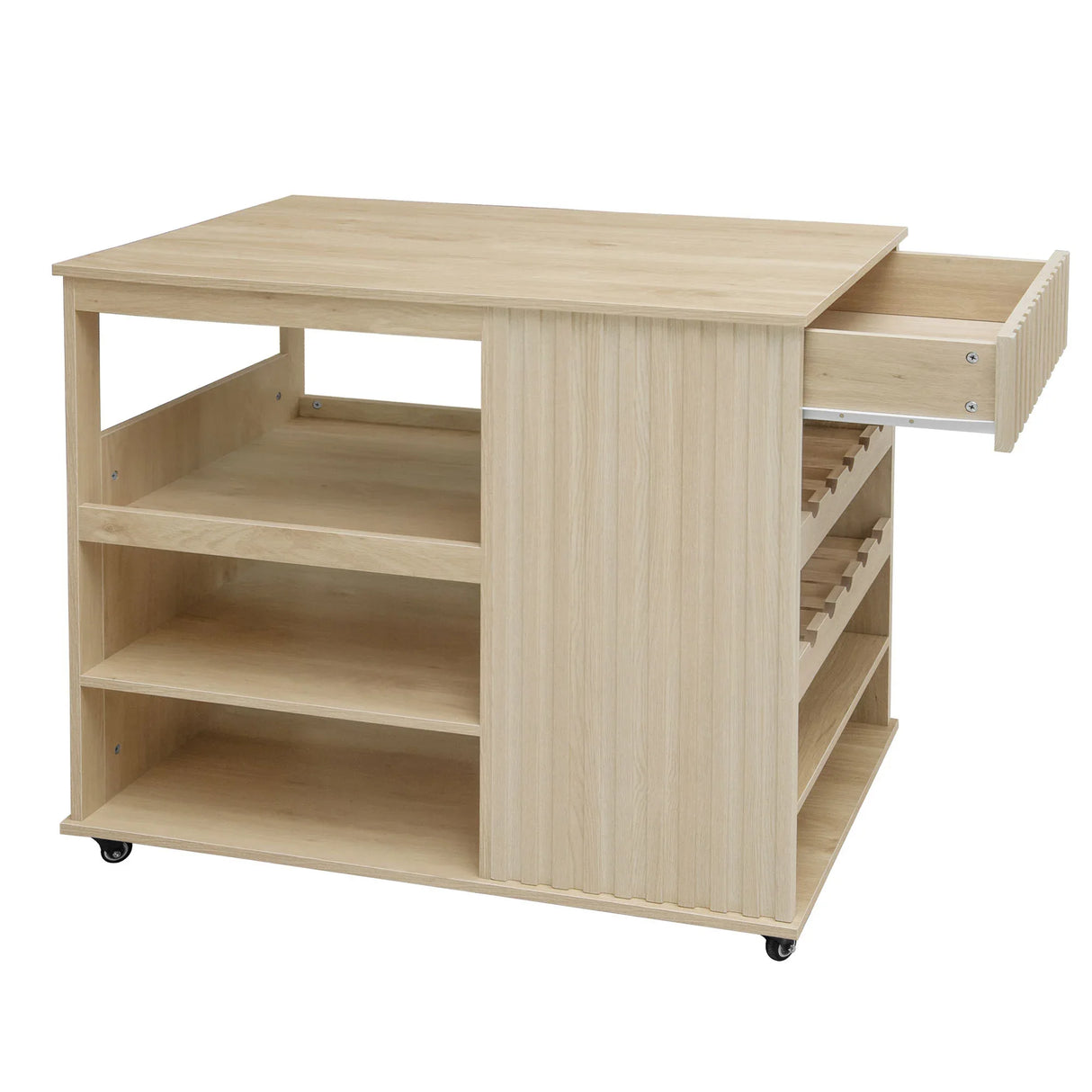 Rolling Kitchen Island Cart With Wine Rack Drawer - Omega Lifestyles