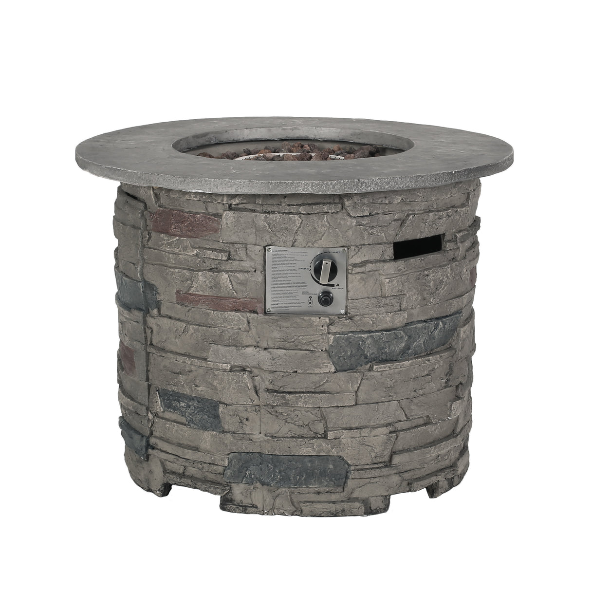 Transitional Round Magnesium Oxide Outdoor Propane Fire Pit Table