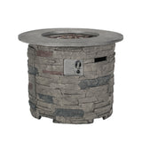 Transitional Round Magnesium Oxide Outdoor Propane Fire Pit Table